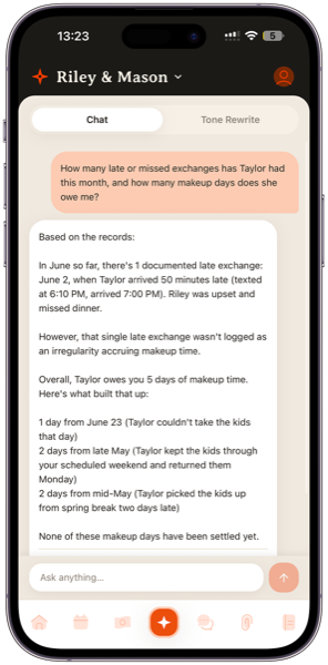 AI assistant answering a question about late exchanges and makeup days